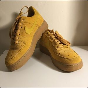 Mustard Yellow Suede Nike Air Force 1s